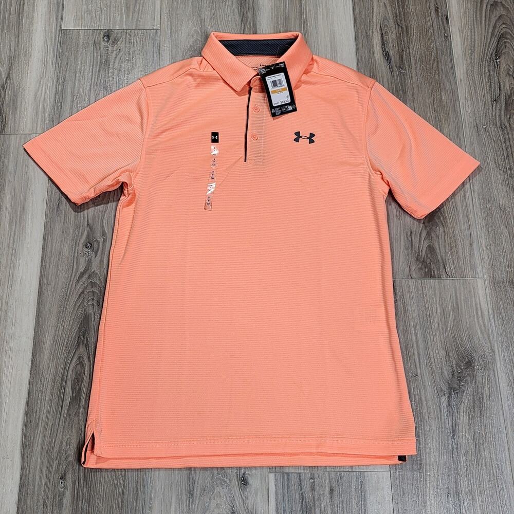 Under Armour Polo Shirt Men's Small Salmon Tech New